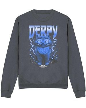 K-Pop Demon Hunters Adult Derpy Tiger Lightning Sweatshirt - Grey
