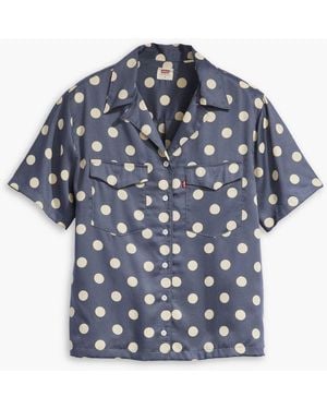 Levi's Levi's Annie Dot Smoke Ember Short Sleeve Bowling Shirt - Blue