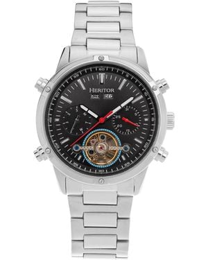 Heritor Wilhelm Semi-Skeleton Bracelet Watch W/Day/Date - Metallic
