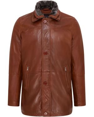 Infinity Leather Mid-Length Warm Trench Coat - Brown