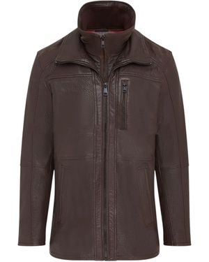 Infinity Leather Warm Mid-Length Coat - Brown