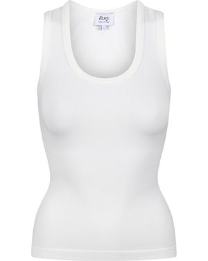 Ruey Ladies Essentials Scoop Neck Tank Sculpting Recycled Stretch Fit - White