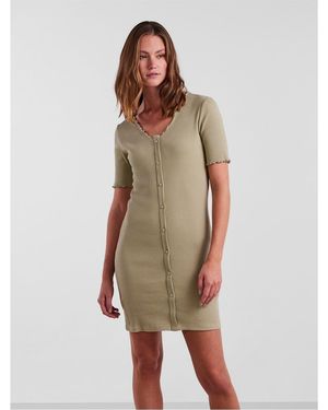 Pieces Nukisa V-Neck Mini Bodycon Dress - Green