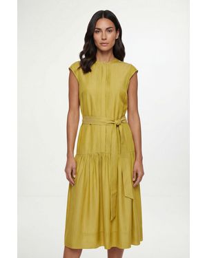 Wallis Petite Denim Look Drop Waist Midi Dress - Yellow