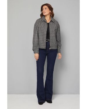 Wallis Check Zip Through Bomber Jacket - Grey