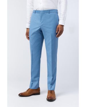 Ted Baker Flat Fronted Slim Fit Suit Trousers - Blue