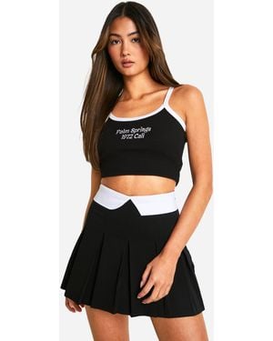 Boohoo Skort With Contrast Waistband - Black