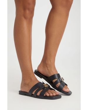 Boohoo Strappy Buckle Detail Sliders - White