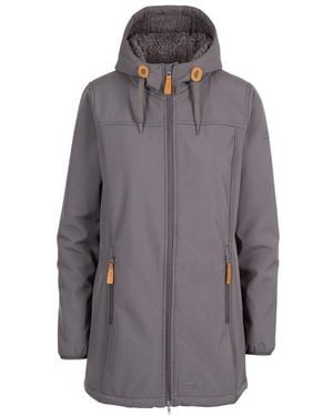 Trespass Ladies Kristen Longer Length Hooded Waterproof Jacket (Carbon) - Grey