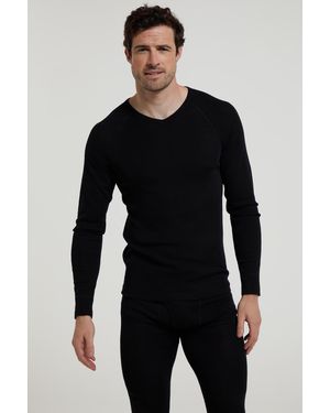 Mountain Warehouse V Neck Base Layer Top Breathable Skiing Hiking Everyday Tee Merino - Black