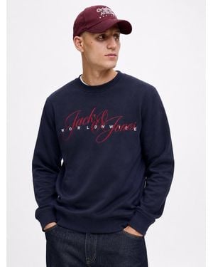 Jack & Jones Crew Neck Sweatshirt Graphic Logo - Blue