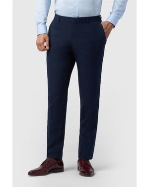 Limehaus Flat Fronted Regular Suit Trousers - Blue