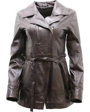 Infinity Leather Md Length Biker Jacket-Okehampton - Black