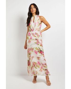Wallis Floral Print Pleated Maxi Dress - White
