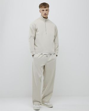 River Island Wide Leg Joggers Corduroy - White