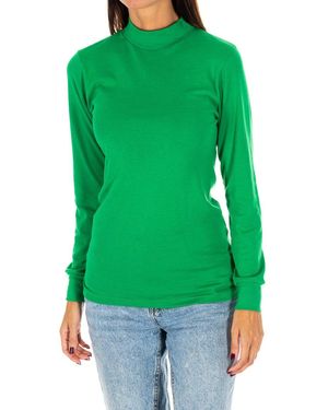 Kisses&Love Long-Sleeved T-Shirt With Half-High Collar 1625-M - Green