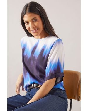 Wallis Ombre Roll Up Sleeve T - Blue