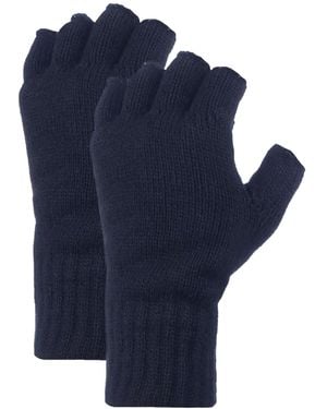Heat Holders Fingerless Gloves With Thermal Fleece Lining Material - Blue