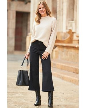 Sosandar Wide Leg Cropped Jeans Cotton - Black