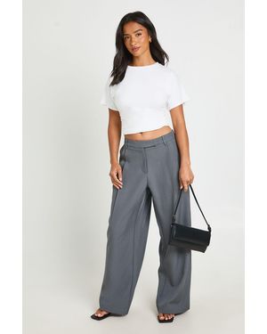 Boohoo Petite Basics Tailored Wide Leg Trouser - Blue