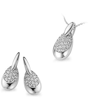 Orphelia 925 Sterling Set: Chain-Pendant + Earrings - White