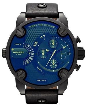 DIESEL Dz7257 Bad Ass Chronograph Dial Leather Watch - Blue