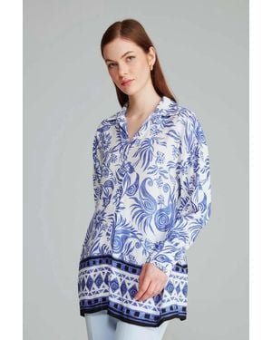 GUSTO Printed Viscose Shirt - Blue