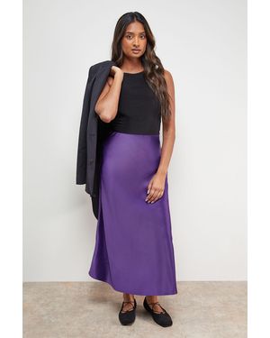 Oasis Bias Cut Satin Midi Skirt - Purple