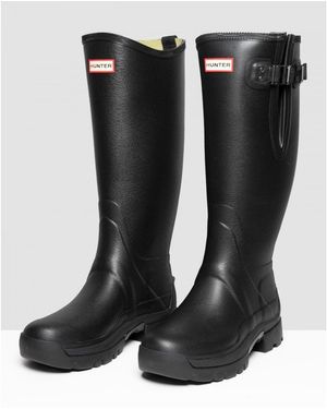 HUNTER Balmoral Side Adjustable 3Mm Neo Lined Tech Sole Tall Boot - Black