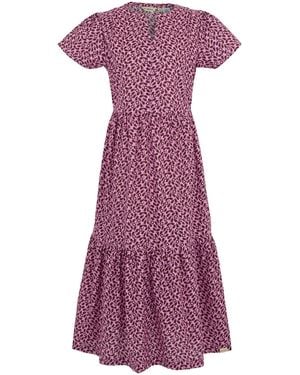 Regatta Ladies Orla Kiely Jasmine Flower Tiered Midi Dress Cotton - Purple