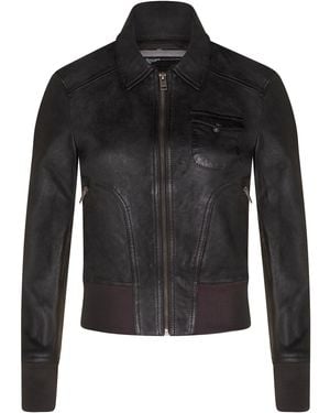 Infinity Leather Ma-1 Varsity Bomber Jacket-Modbury - Black