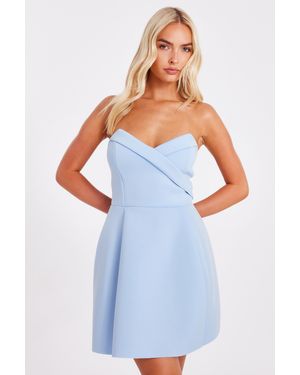 Quiz Pale Wrap Front Mini Dress - Blue