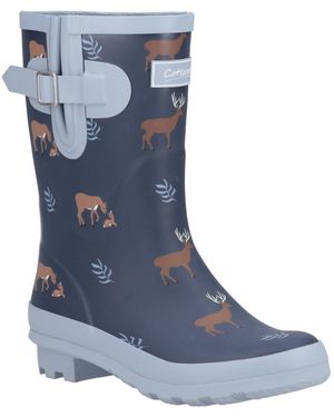 Cotswold Ladies Woodland Deer Mid Cut Wellington Boots - Blue