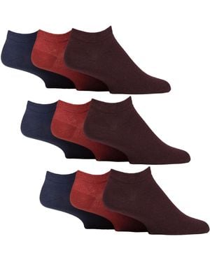 Gentle Grip 9 Pack Diabetic Trainer Socks, Swollen Feet Wide Ankle - Red