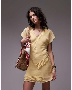 TOPSHOP Pintucked Insert Mini Tea Dress - Brown
