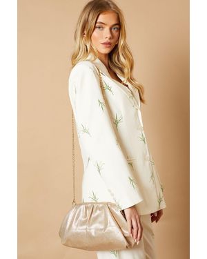 Oasis Liora Faux Leather Ruched Large Clutch Bag - Natural