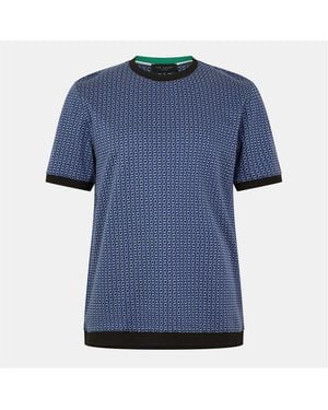 Ted Baker Regular Fit Geographic Print Crew Neck T-Shirt - Blue