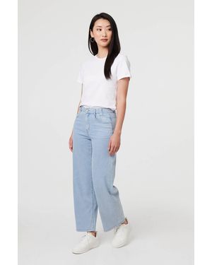Izabel London High Waist Relaxed Wide Leg Jeans - Blue