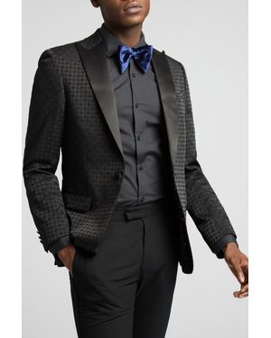 Antique Rogue Slim Fit Large Houndstooth Dresswear Jacket - Black