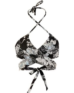 Trussardi Elegante Stranddriehoekbeha Voor Dames Met Veters En Vlechtwerk - Zwart