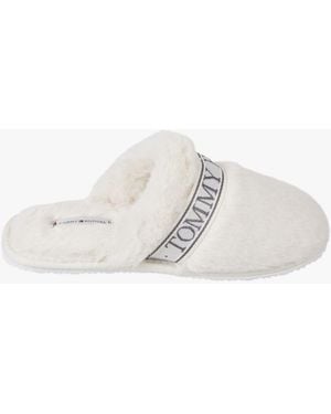 Tommy Hilfiger Fur Hotel Slippers Ancient - White