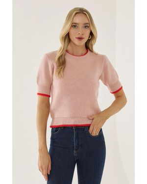Hiccup Contrast Knitted Jumper - Blue