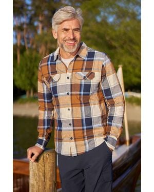 Mountain Warehouse 'Trace' Flannel Shirt 100% Cotton Long Sleeve Everyday Casual Winter Top - Natural