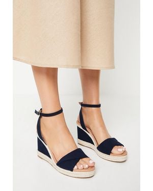 Wallis Wide Fit Richie Soft Twist Rope Detail Wedges - Natural