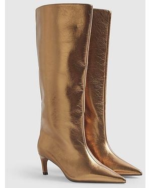 River Island High Leg Boots Straight Pointed Toe Pu - Natural