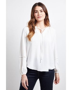 Wallis Scallop Trim Gathered Raglan Top - White