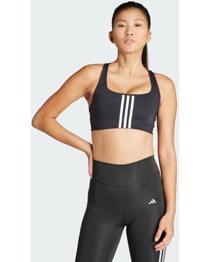 adidas Originals Powerimpact Training Medium-Support 3-Stripes Bra - Black