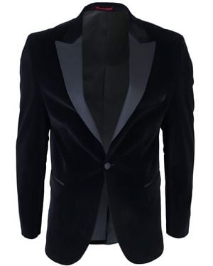 TruClothing Velvet Dinner Tuxedo Suit Jacket Blazer - Blue
