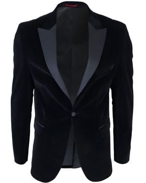 TruClothing Zwart Fluwelen Diner Smoking Colbert Blazer - Blauw