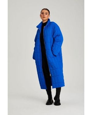 Urban Bliss Cobalt Longline Quilt Coat - Blue